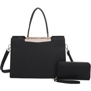 Women's Black Fashion Top Handle 2-IN-1 Satchel Handbag